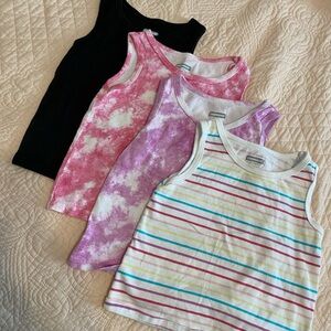 Garanimals Girls 4-Pack Tank Tops — Black, Pink, Purple, White Striped